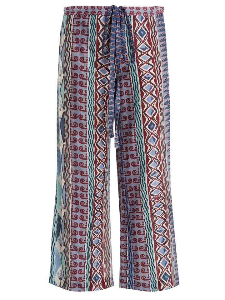 Le Sirenuse, Positano Viola Arlechino-print Wide-leg Cotton Trousers