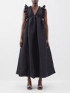 Kika Vargas - Tatiana Ruffled Taffeta Gown - Womens - Black