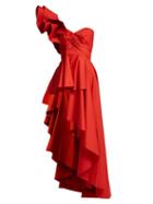Matchesfashion.com Johanna Ortiz - Paso Doble Asymmetric Ruffled Cotton Blend Top - Womens - Red