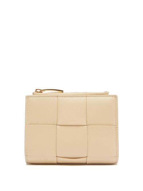 Bottega Veneta - Cassette Intrecciato-leather Bi-fold Wallet - Womens - Cream