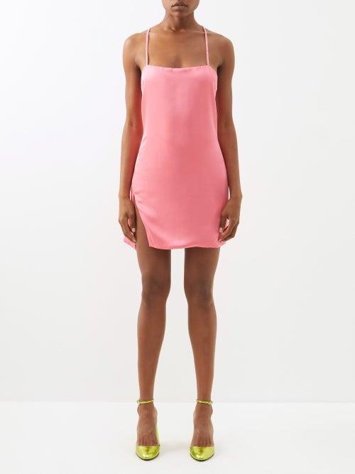 The Attico - Fujiko Crystal-embellished Satin Mini Dress - Womens - Pink
