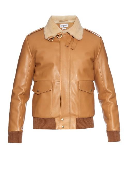 Loewe Sheepskin-collar Leather Aviator Jacket