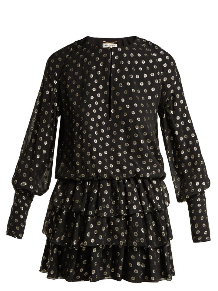 Saint Laurent Fil-coup Silk-blend Georgette Dress