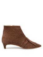 Matchesfashion.com Rupert Sanderson - Snowbell Point Toe Suede Ankle Boots - Womens - Brown