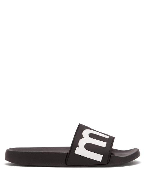 Matchesfashion.com Isabel Marant - Howee Logo Embellished Rubber And Leather Slides - Womens - Black