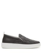 Matchesfashion.com Bottega Veneta - Intrecciato Weave Leather Slip On Trainers - Mens - Grey