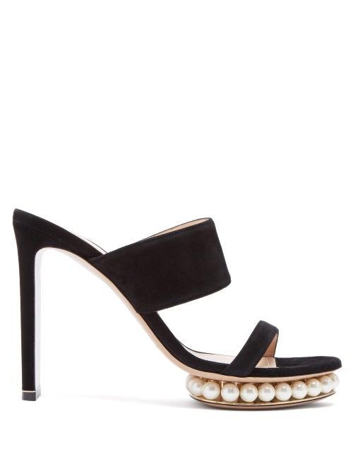 Matchesfashion.com Nicholas Kirkwood - Casati Pearl Embellished Suede Mules - Womens - Black