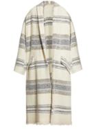 Matchesfashion.com Isabel Marant Toile - Faby Open Front Striped Wool Overcoat - Womens - Ivory
