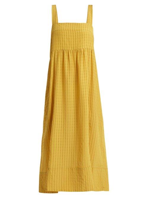 Matchesfashion.com Lee Mathews - Rothko Square Neck Long Dress - Womens - Gold