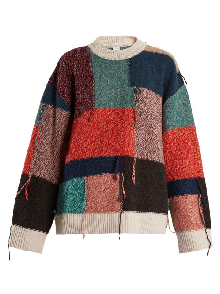 Stella Mccartney Patchwork Reverse-side Intarsia-knit Wool Sweater