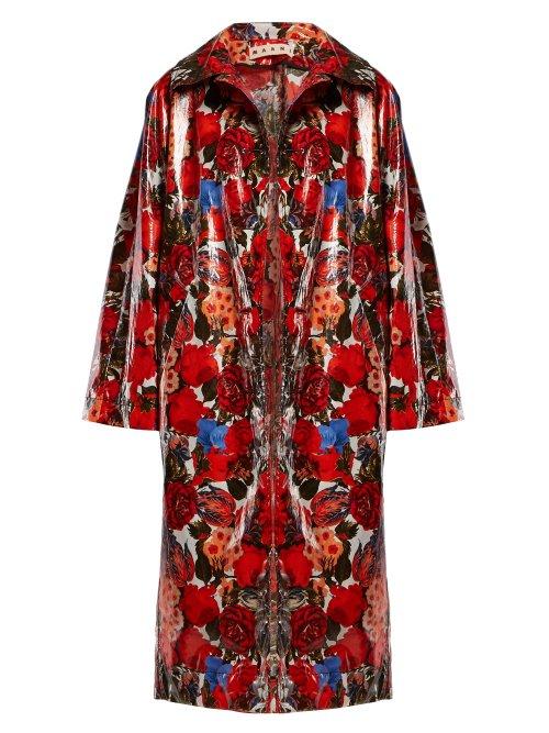 Matchesfashion.com Marni - Floral Print Waxed Cotton Raincoat - Womens - Red Multi