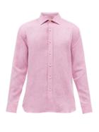 120 Lino 120% Lino - Linen Shirt - Mens - Pink