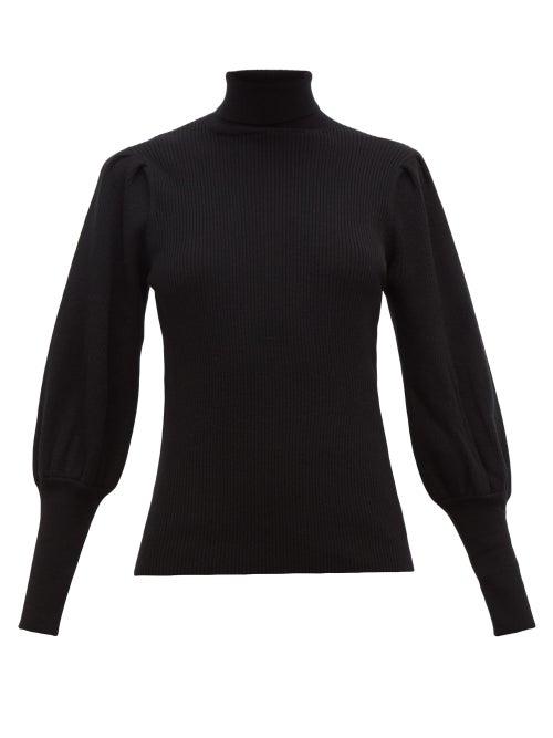 Matchesfashion.com Cefinn - Ribbed Roll Neck Wool Sweater - Womens - Black