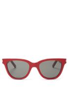 Matchesfashion.com Saint Laurent - Classic Square Frame Acetate Sunglasses - Womens - Red