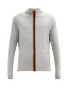 Matchesfashion.com Paul Smith - Artist-stripe Zipped Merino-wool Cardigan - Mens - Grey