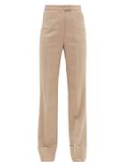 Matchesfashion.com Lemaire - Turned-up Twill Straight-leg Trousers - Womens - Beige