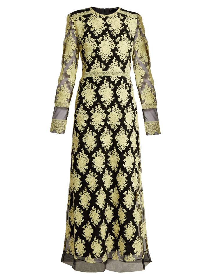 Burberry Floral-embroidered Mesh Dress