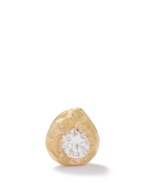 Elhanati - Iman Diamond & 18kt Gold Single Stud Earring - Womens - Yellow Gold