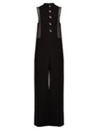 Lanvin Crystal-embellished Button Wide-leg Crepe Jumpsuit