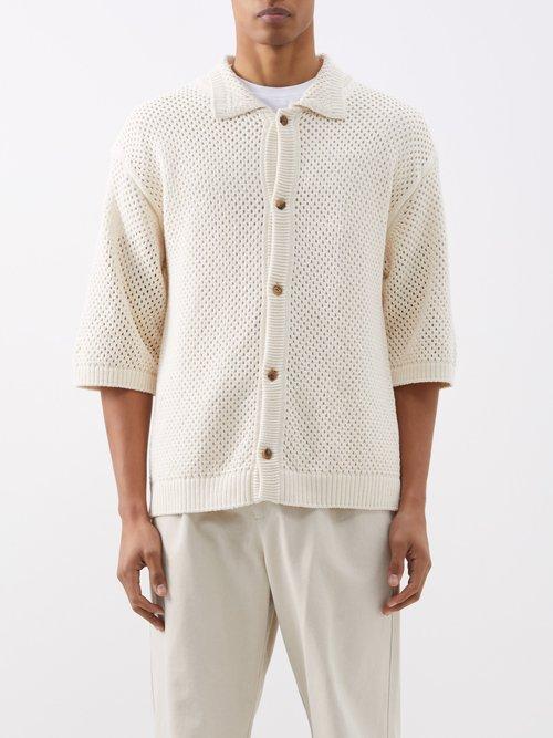 Le17septembre Homme - Crochet-knit Cotton Cardigan - Mens - White