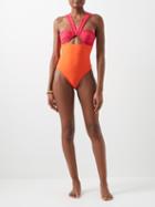 Nensi Dojaka - Butterfly Bi-colour Cutout Swimsuit - Womens - Multi