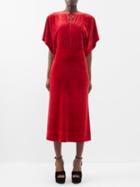 Norma Kamali - Obie Velvet Maxi Dress - Womens - Red