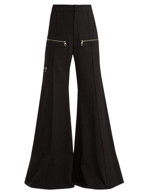 Matchesfashion.com Chlo - Wide Leg Virgin Wool Blend Trousers - Womens - Black