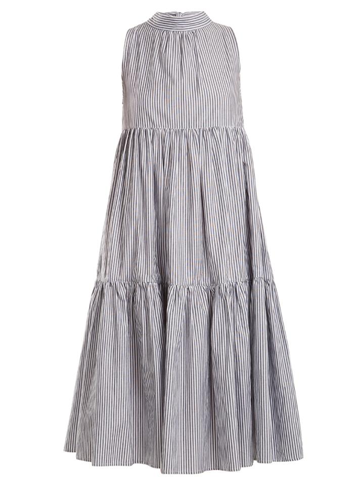 Asceno Neck-tie Striped Cotton Dress
