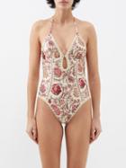 Zimmermann - Vitali Crochet-trim Floral-print Swimsuit - Womens - Floral
