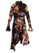 Matchesfashion.com Preen By Thornton Bregazzi - Nora Floral Print Silk Dress - Womens - Black Multi