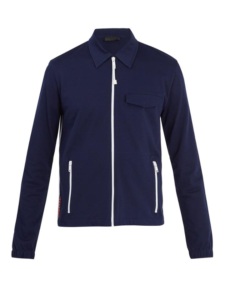 Prada Contrast Stripe Cotton-piqu Jacket