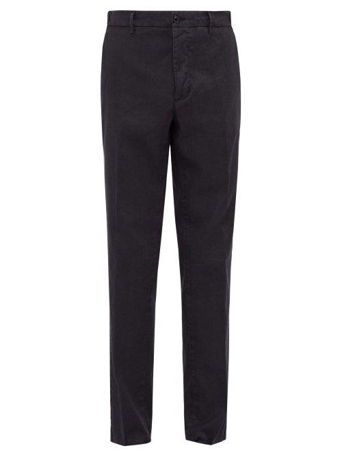 Matchesfashion.com Altea - Dumbo Straight Leg Linen Blend Trousers - Mens - Navy