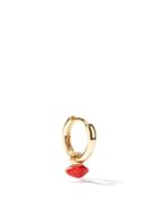 Ladies Fine Jewellery Alison Lou - Lips-charm 14kt Gold Single Hoop Earring - Womens - Red Multi