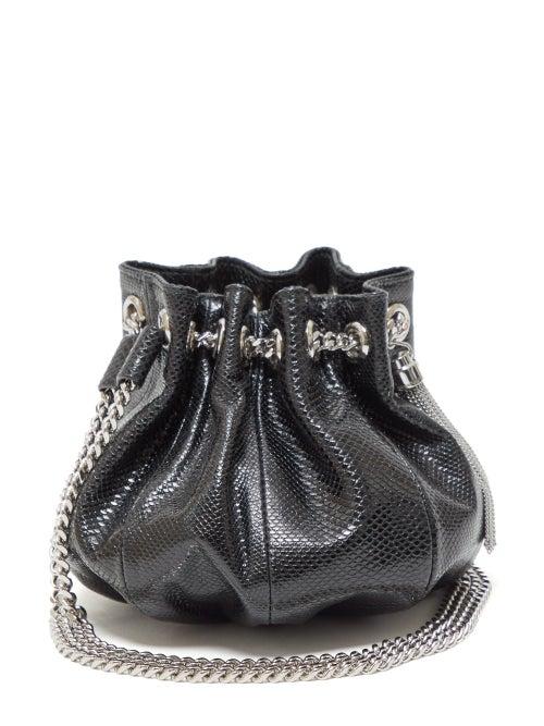 Matchesfashion.com Saint Laurent - Drawstring Snakeskin Pouch - Womens - Black