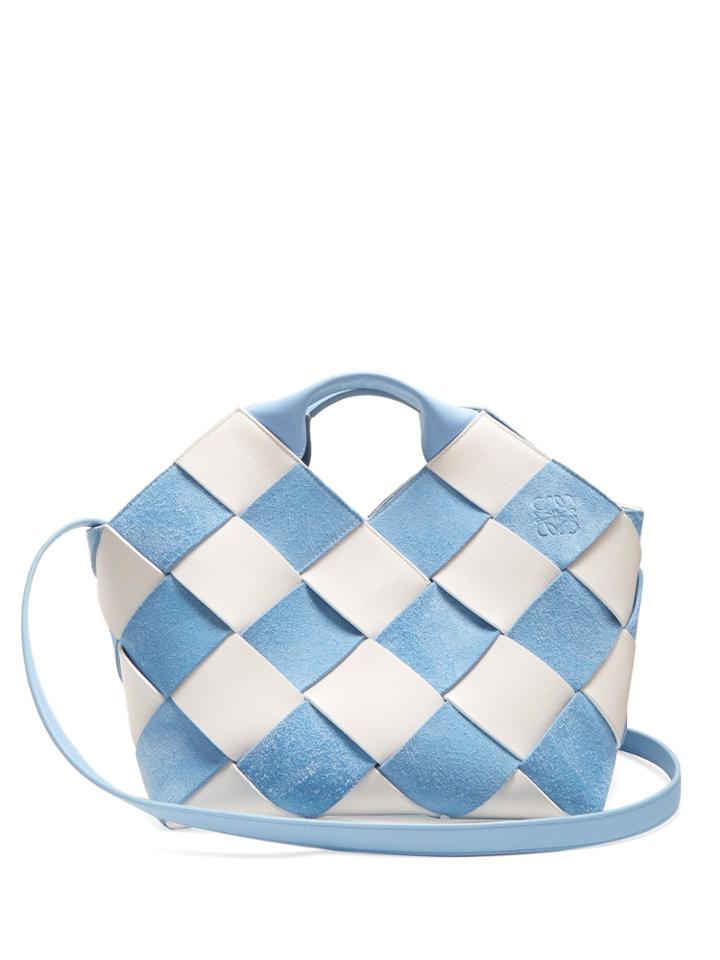 Loewe Gingham Suede And Leather Anagram Bag