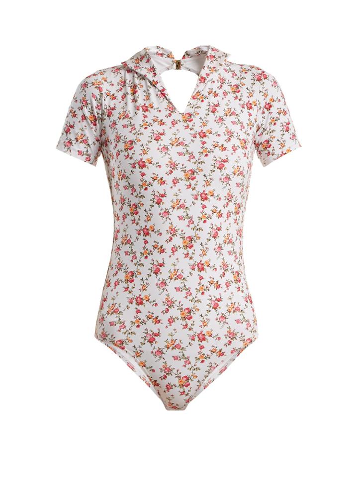 Emilia Wickstead Rosie Short-sleeve Floral-print Swimsuit