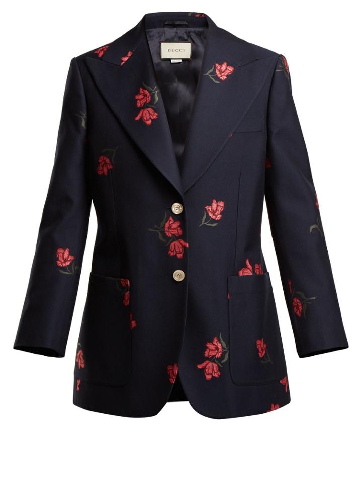 Gucci Rose-jacquard Cotton-blend Blazer