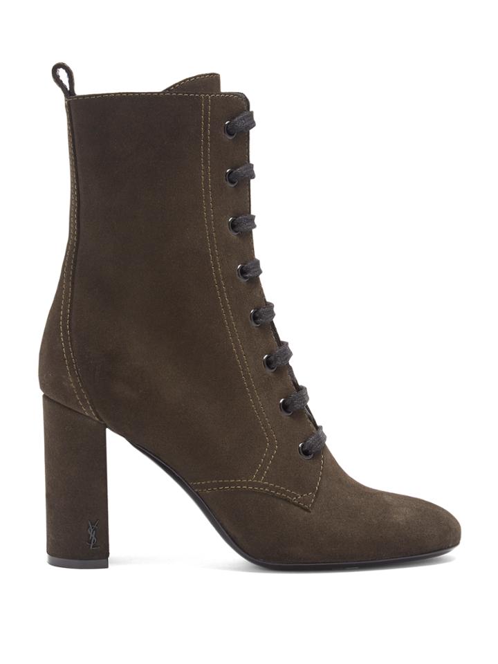 Saint Laurent Loulou Lace-up Suede Ankle Boots