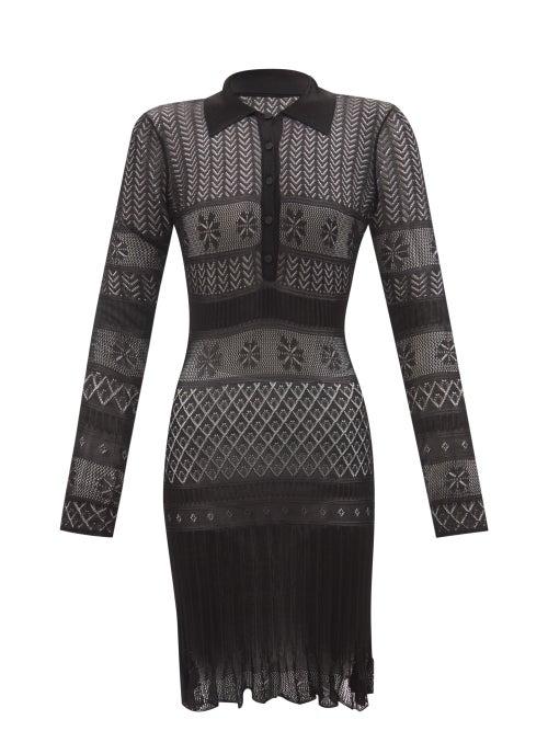 Paco Rabanne - Pointelle-knit Shirt Dress - Womens - Black