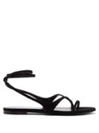 Matchesfashion.com Saint Laurent - Gia Wrap Around Suede Sandals - Womens - Black