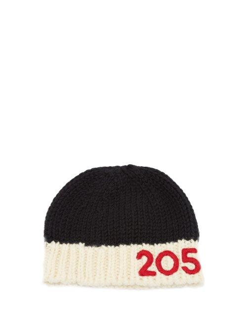 Matchesfashion.com Calvin Klein 205w39nyc - Logo Appliqu Wool Beanie Hat - Mens - Black Multi