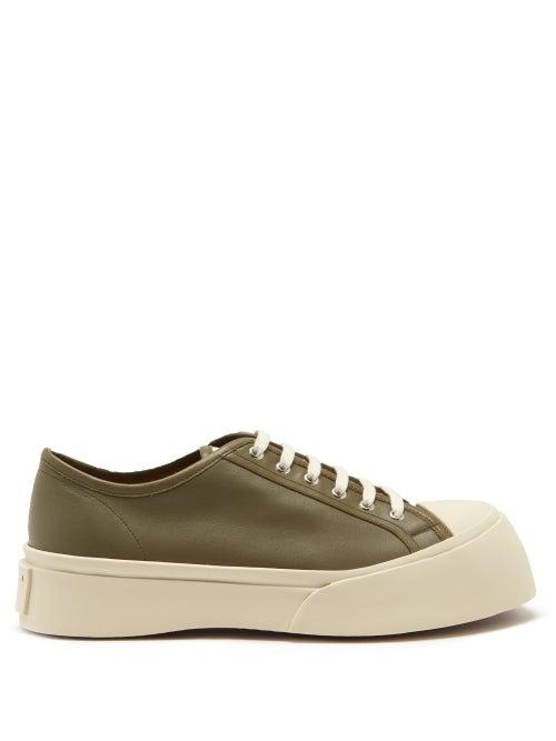Mens Shoes Marni - Pablo Chunky-sole Leather Trainers - Mens - Olive Green