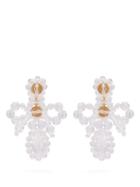 Matchesfashion.com Simone Rocha - Cross Crystal Drop Earrings - Womens - Clear