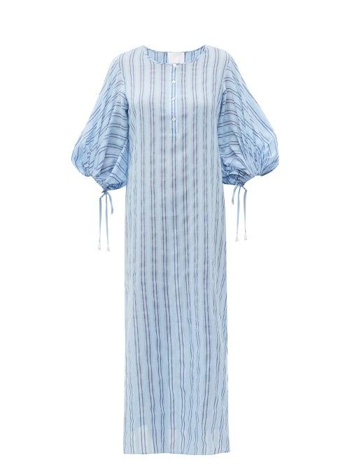 Matchesfashion.com Love Binetti - Stir It Up Striped Cotton Dress - Womens - Blue Multi