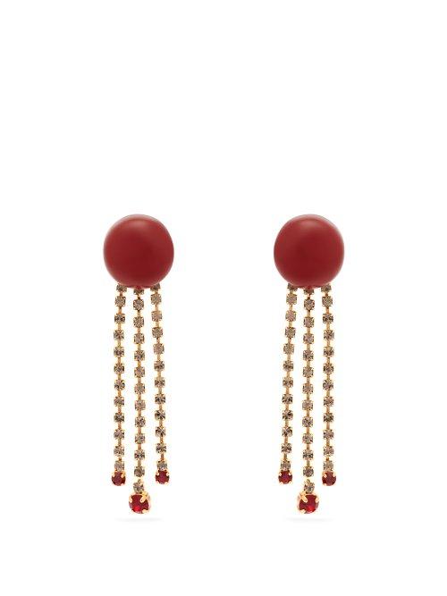 Matchesfashion.com Marni - Crystal Embellished Resin Earrings - Womens - Red
