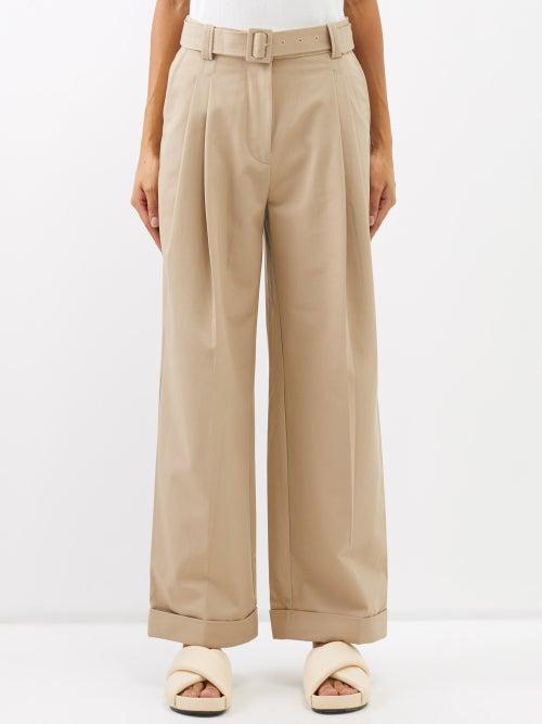 Lee Mathews - Floyd Belted Tailored Cotton Trousers - Womens - Stone