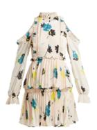 Matchesfashion.com Self-portrait - Floral Print Pleated Dress - Womens - Light Pink
