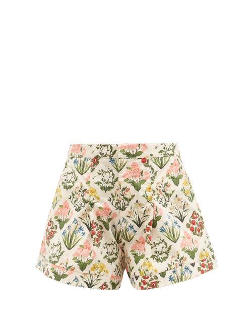Agua By Agua Bendita - Toronjil Magdalena-print Cotton Shorts - Womens - Multi