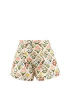 Agua By Agua Bendita - Toronjil Magdalena-print Cotton Shorts - Womens - Multi