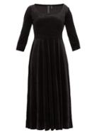 Matchesfashion.com Norma Kamali - Scoop Neck Velvet Midi Dress - Womens - Black